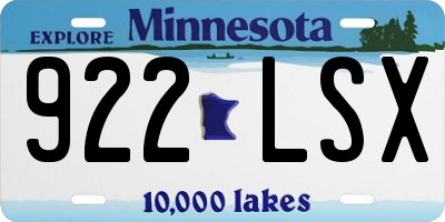 MN license plate 922LSX