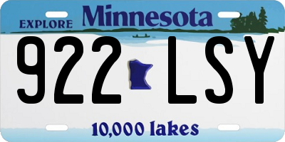 MN license plate 922LSY