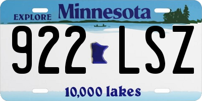 MN license plate 922LSZ