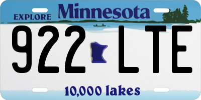 MN license plate 922LTE