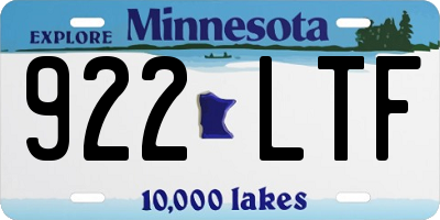 MN license plate 922LTF