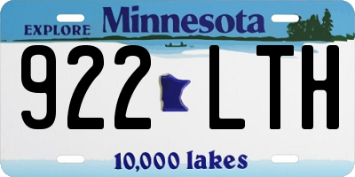 MN license plate 922LTH