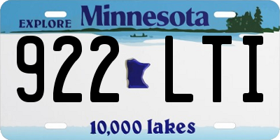 MN license plate 922LTI