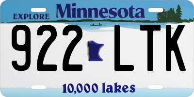 MN license plate 922LTK