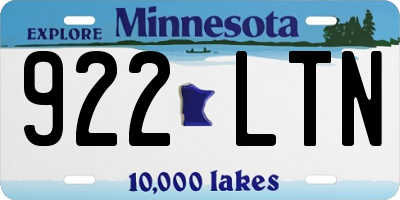MN license plate 922LTN