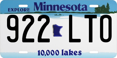MN license plate 922LTO
