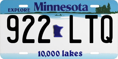 MN license plate 922LTQ
