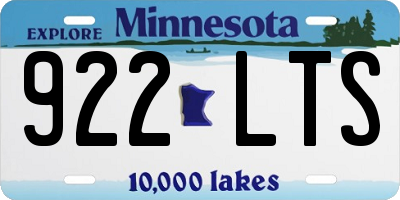 MN license plate 922LTS