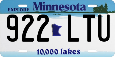 MN license plate 922LTU