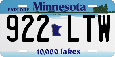 MN license plate 922LTW