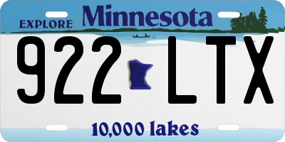 MN license plate 922LTX