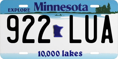 MN license plate 922LUA