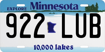 MN license plate 922LUB