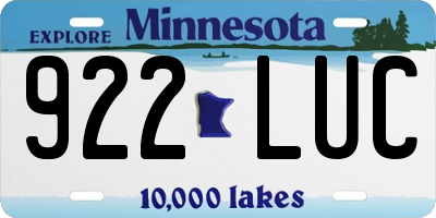 MN license plate 922LUC