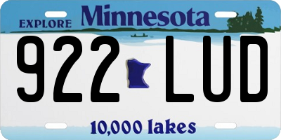 MN license plate 922LUD
