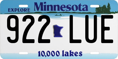 MN license plate 922LUE