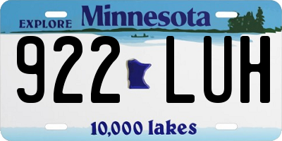 MN license plate 922LUH