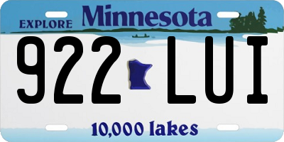 MN license plate 922LUI