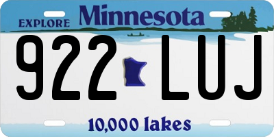 MN license plate 922LUJ