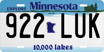 MN license plate 922LUK