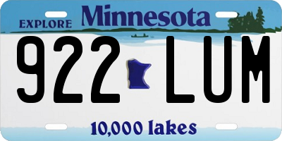 MN license plate 922LUM