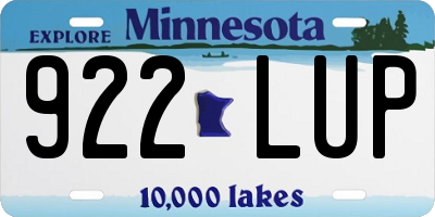 MN license plate 922LUP