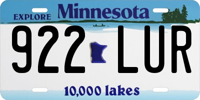 MN license plate 922LUR