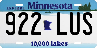 MN license plate 922LUS