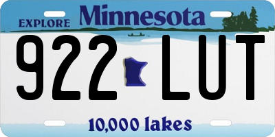 MN license plate 922LUT