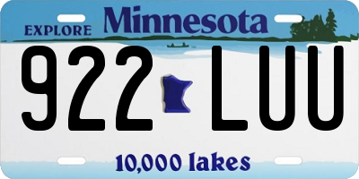 MN license plate 922LUU
