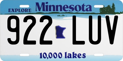 MN license plate 922LUV