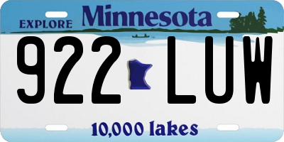 MN license plate 922LUW