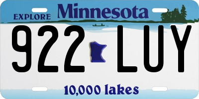 MN license plate 922LUY