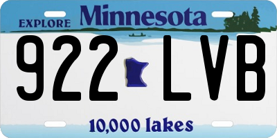 MN license plate 922LVB