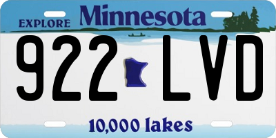 MN license plate 922LVD