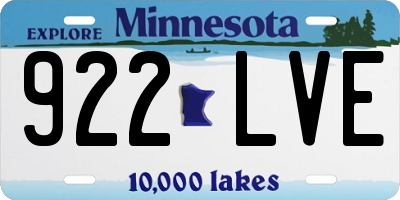 MN license plate 922LVE