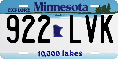 MN license plate 922LVK