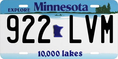 MN license plate 922LVM