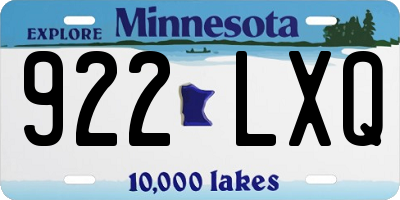 MN license plate 922LXQ