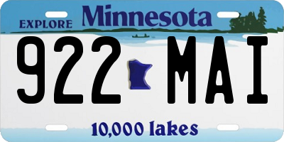MN license plate 922MAI