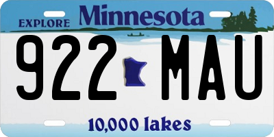 MN license plate 922MAU
