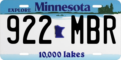 MN license plate 922MBR