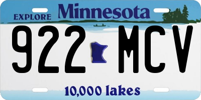 MN license plate 922MCV