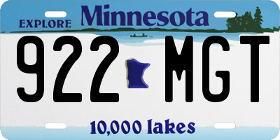 MN license plate 922MGT