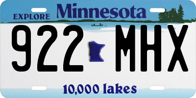 MN license plate 922MHX