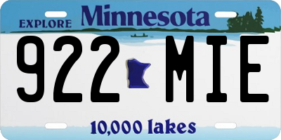 MN license plate 922MIE