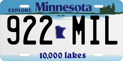 MN license plate 922MIL