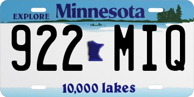 MN license plate 922MIQ