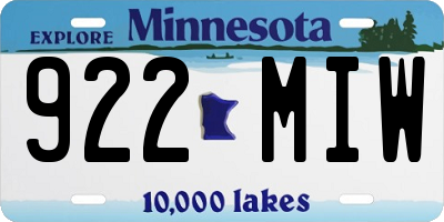 MN license plate 922MIW