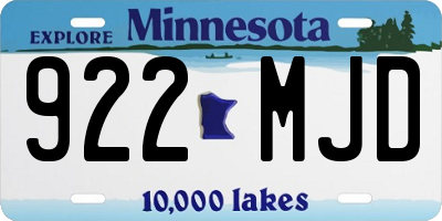 MN license plate 922MJD